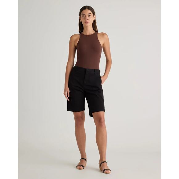 Quince Organic Stretch Cotton Chino Bermuda Short Black Size 12 NWT - Picture 2 of 16